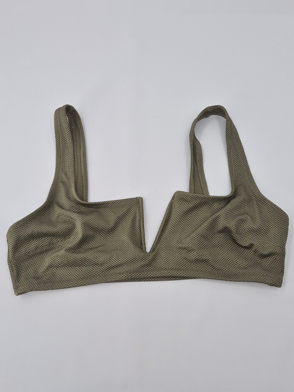 Aerie Women's Bathing Suit Top Size Large Real Good Olive Green Scoop Bikini Top